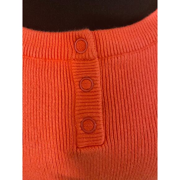 Tommy Hilfiger Ribbed Short Sleeve Pink Round Neck Snap Henley Sweater Shirt Med - Picture 3 of 6